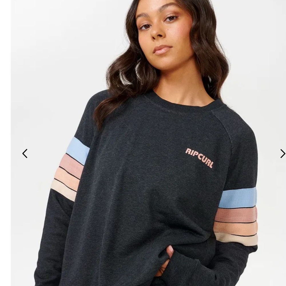 Rip Curl Black Sweatshirt with Striped Sleeves